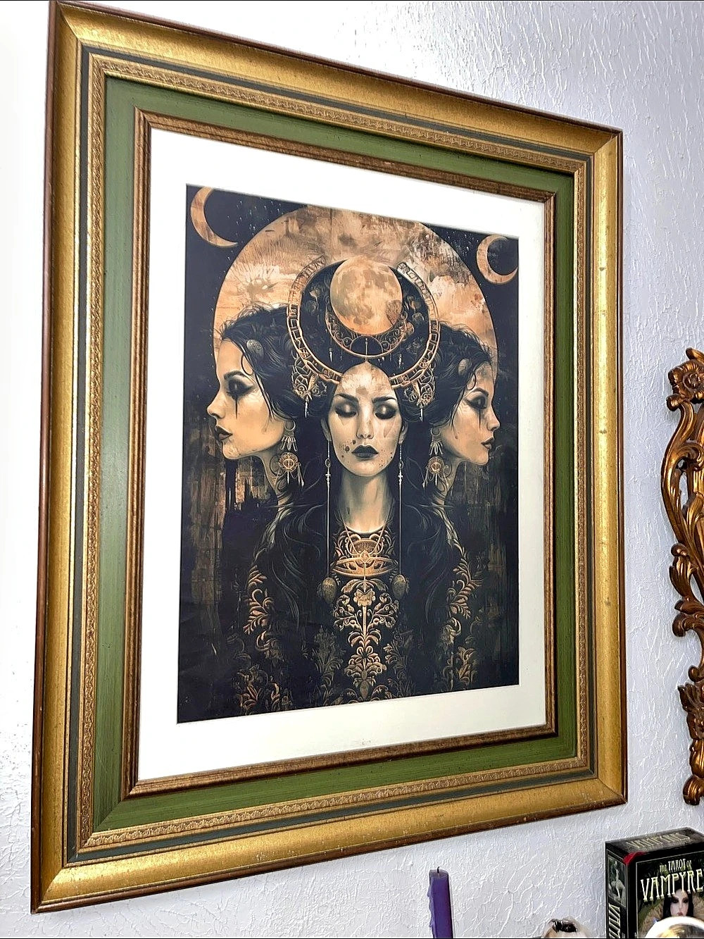 Framed Print of Hekate (Hecate) as the Triple Moon Goddess 29”x36”